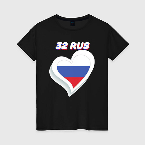 Женская футболка 32 регион Брянская область / Черный – фото 1