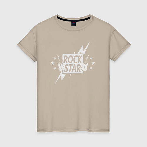 Женская футболка Guitar rock star / Миндальный – фото 1