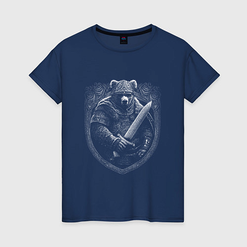 Женская футболка Русский богатырь медведь / Тёмно-синий – фото 1