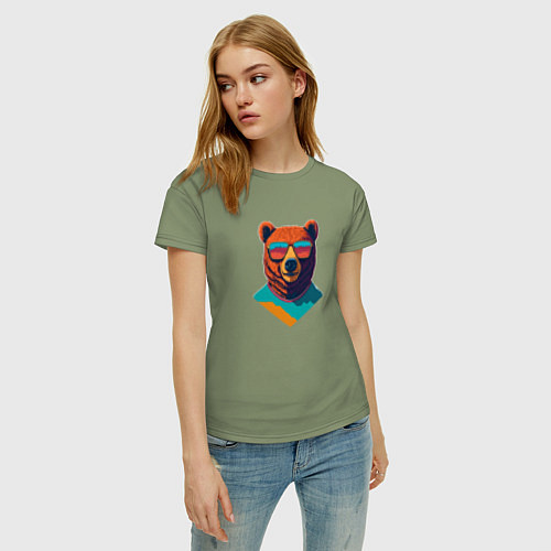 Женская футболка Медведь в солнечных очках / Авокадо – фото 3