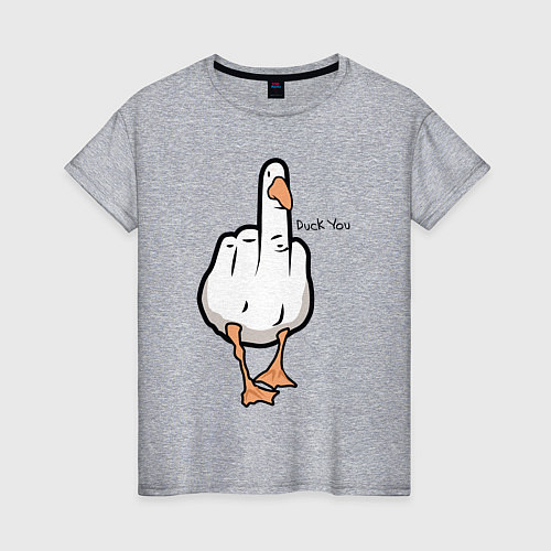 Женская футболка Duck you - fuck you / Меланж – фото 1