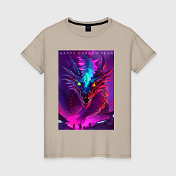 Женская футболка Happy dragon year - ai art muzzle