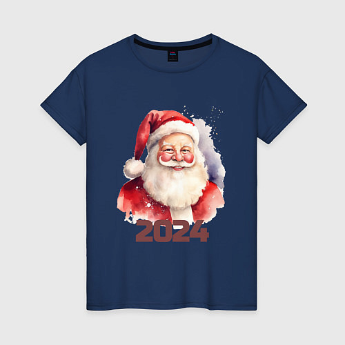 Женская футболка Усатый Санта / Тёмно-синий – фото 1