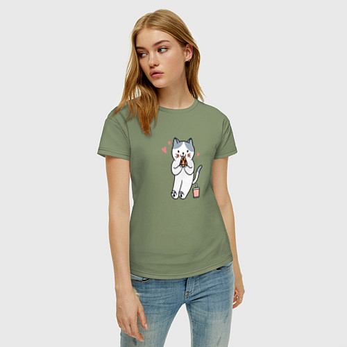 Женская футболка Кот с пиццей / Авокадо – фото 3