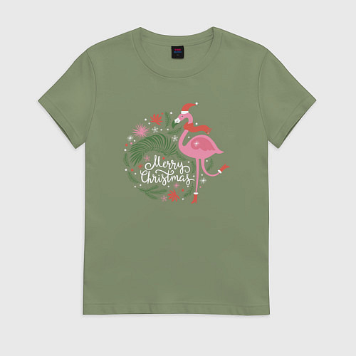 Женская футболка Рождественский фламинго / Авокадо – фото 1