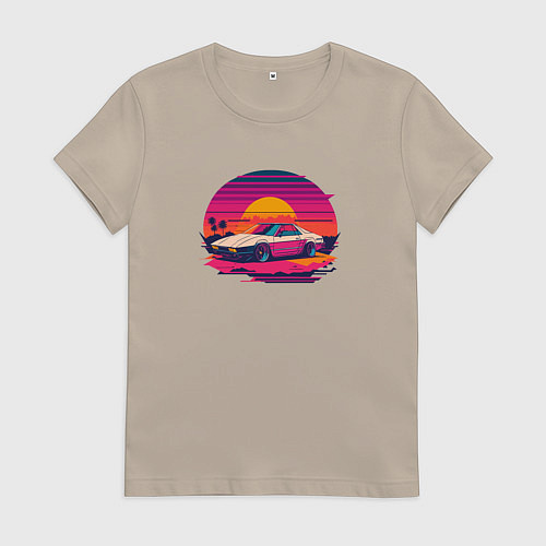 Женская футболка Синтвейв закат / Миндальный – фото 1