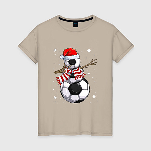 Женская футболка Soccer snowman / Миндальный – фото 1