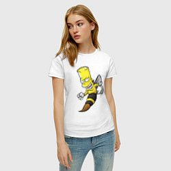 Футболка хлопковая женская Барт Симпсон шершень - перевоплощение, цвет: белый — фото 2