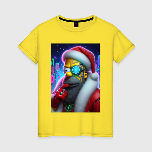 Женская футболка Simpson Claus - cyberpunk / Желтый – фото 1