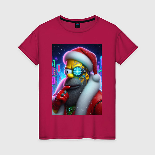 Женская футболка Simpson Claus - cyberpunk / Маджента – фото 1