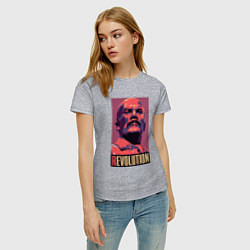 Футболка хлопковая женская Lenin revolution, цвет: меланж — фото 2