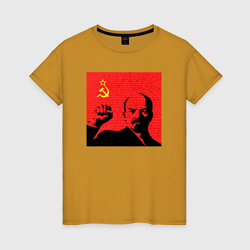 Женская футболка Lenin in red / Горчичный – фото 1