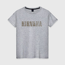 Футболка хлопковая женская Nirvana grunge text, цвет: меланж