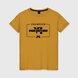 Женская футболка GTA6 gaming champion: рамка с лого и джойстиком