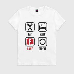 Женская футболка Eat - sleep - Fortnite - repeat