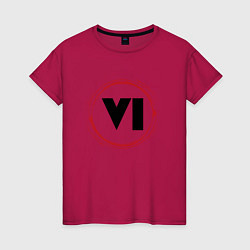Женская футболка Символ GTA 6 и красная краска вокруг