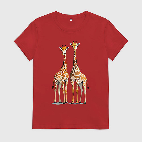 Женская футболка Друзья-жирафы / Красный – фото 1