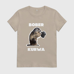 Женская футболка Bobr kurwa with hat