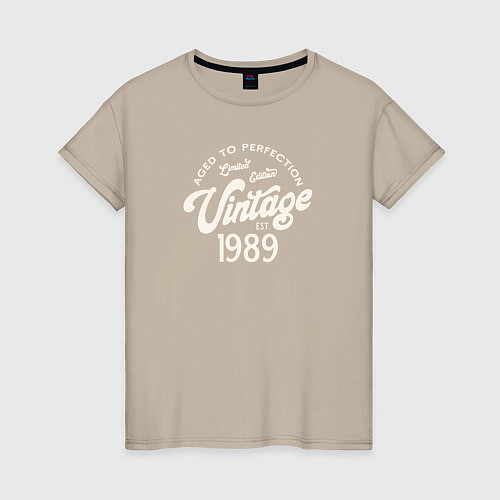 Женская футболка 1989 год - выдержанный до совершенства / Миндальный – фото 1