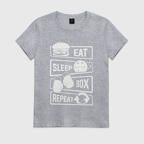 Женская футболка Еда сон бокс / Меланж – фото 1
