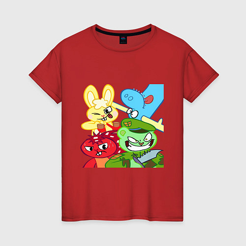 Женская футболка Four happy tree friends / Красный – фото 1