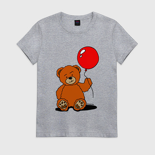 Женская футболка Плюшевый медведь с воздушным шариком / Меланж – фото 1