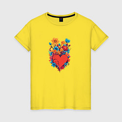 Женская футболка Сердце среди цветов
