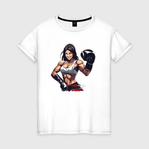 Женская футболка Девушки и бокс / Белый – фото 1
