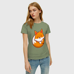 Футболка хлопковая женская Orange fox, цвет: авокадо — фото 2
