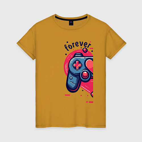 Женская футболка Gamepad together forever / Горчичный – фото 1