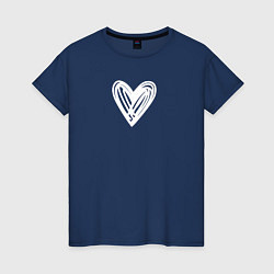 Женская футболка Рисованное белое сердце парное