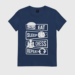 Женская футболка Еда сон шахматы
