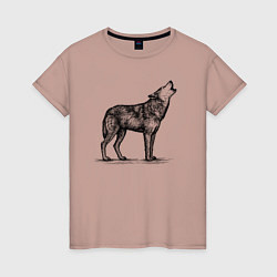 Женская футболка Волк ночной
