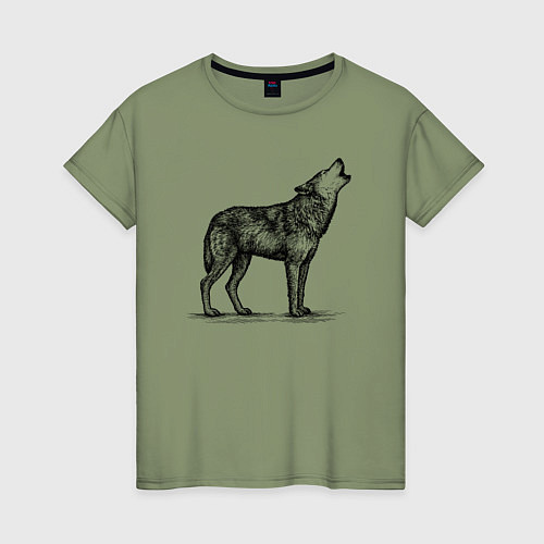 Женская футболка Волк ночной / Авокадо – фото 1
