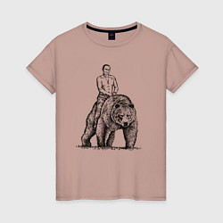 Женская футболка Президент на медведе