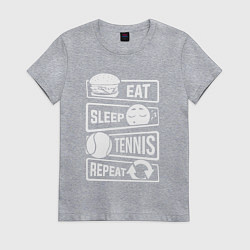 Женская футболка Еда сон теннис