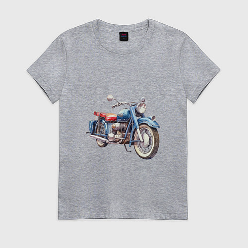 Женская футболка Ретро мотоцикл олдскул / Меланж – фото 1