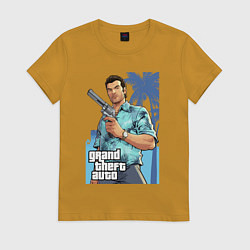 Футболка хлопковая женская GTA - Томми Версетти, цвет: горчичный