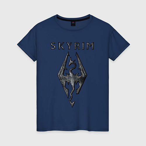 Женская футболка Elder Scrolls - скайрим / Тёмно-синий – фото 1
