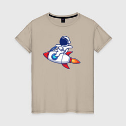 Женская футболка Космонавт верхом на ракете