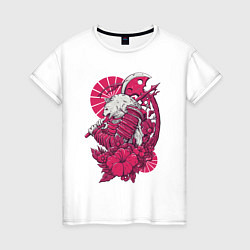 Женская футболка Медведь - самурай