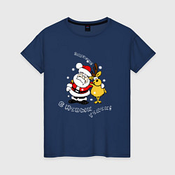 Женская футболка Прикольный дед мороз