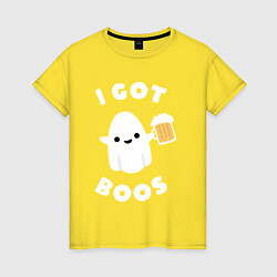 Футболка хлопковая женская I got boos, цвет: желтый