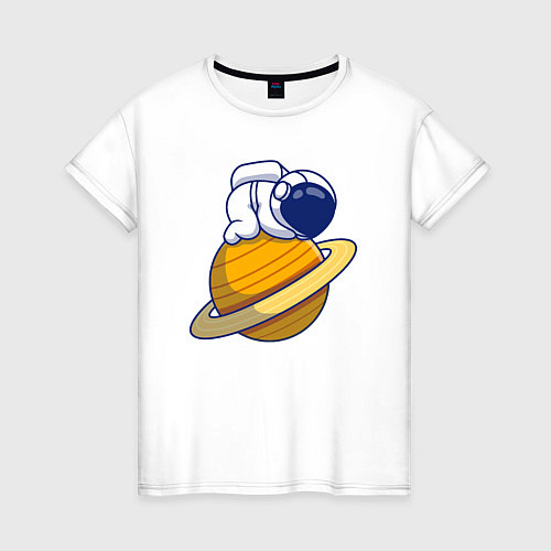Женская футболка Космонавт на Сатурне / Белый – фото 1