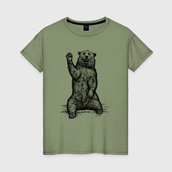 Женская футболка Медведь приветливый