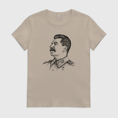 Женская футболка Профиль Сталина / Миндальный – фото 1