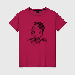 Футболка хлопковая женская Профиль Сталина, цвет: маджента