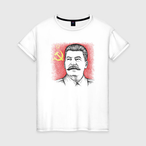 Женская футболка Сталин с флагом СССР / Белый – фото 1