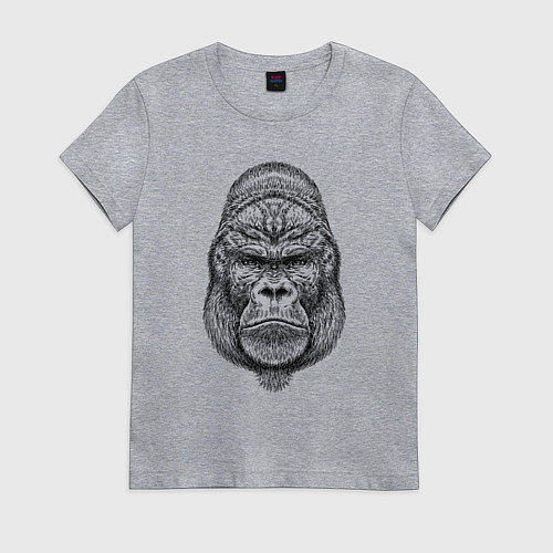 Женская футболка Голова серьезной гориллы / Меланж – фото 1