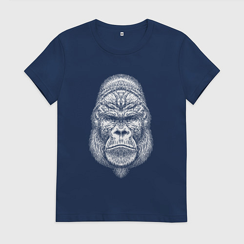 Женская футболка Морда серьезной гориллы / Тёмно-синий – фото 1